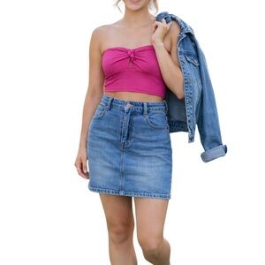Urban Outfitters Fuchsia Strapless Twist Bandeau Cropped Tube Top Small